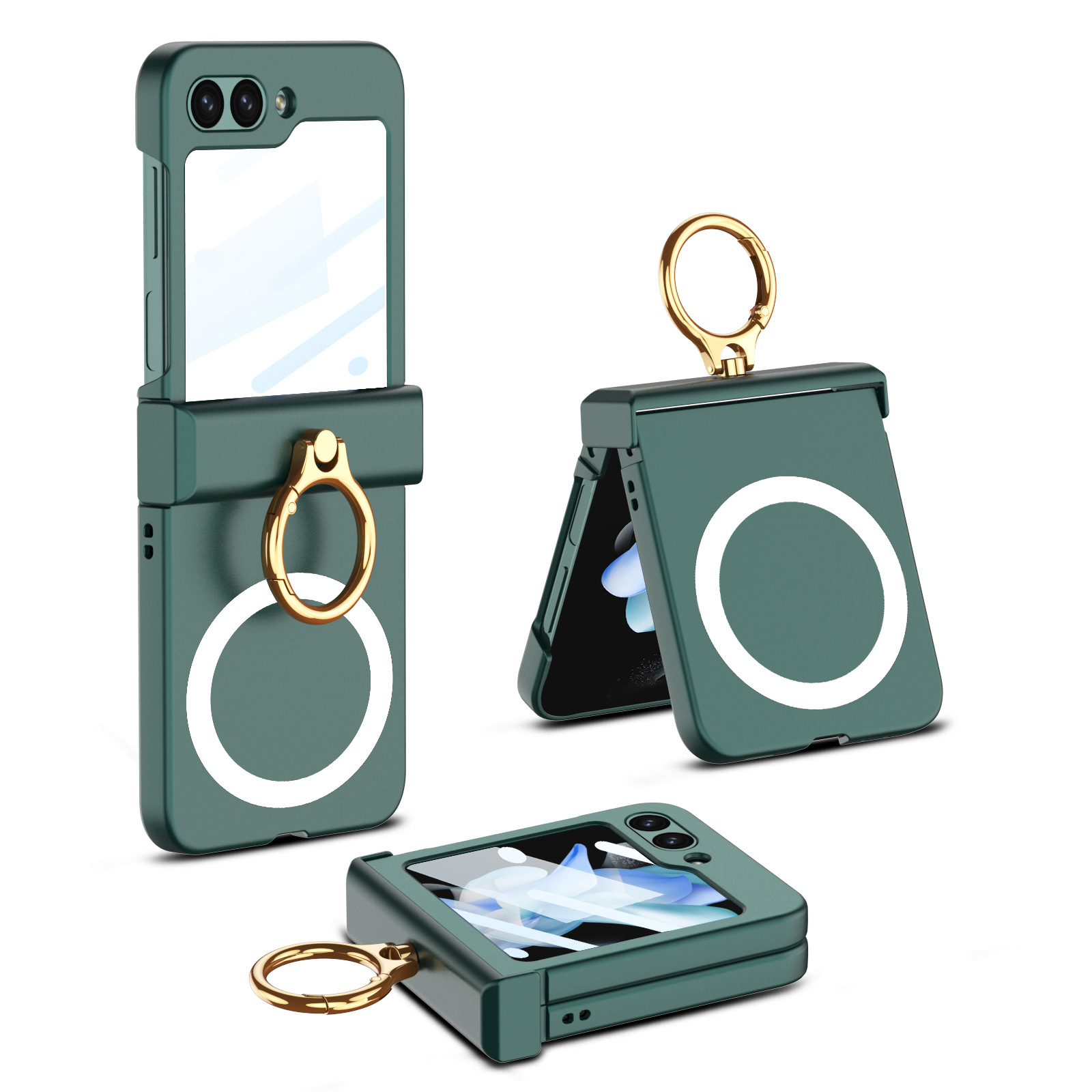 Geeignet für Samsung zfilp5 magnetische telefon zflip5 faltbare bildschirm ring drahtlose lade schutzhülle_voghion.com