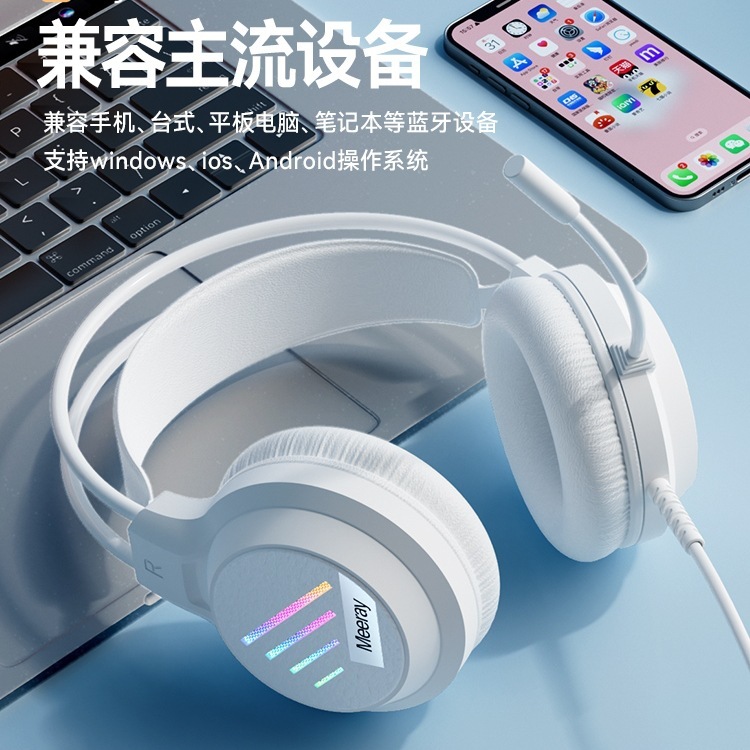 M1 コンピュータヘッドセットヘッドマウント有線 e スポーツゲームヘッドセット USB デスクトップノートブックマイク付き女性|undefined
