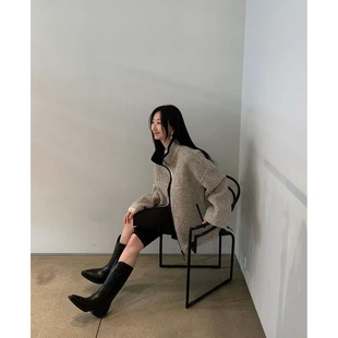 Now 2024 New Winter Korean Designer Mon*Ha Casual Style Zipper Plush Jacket