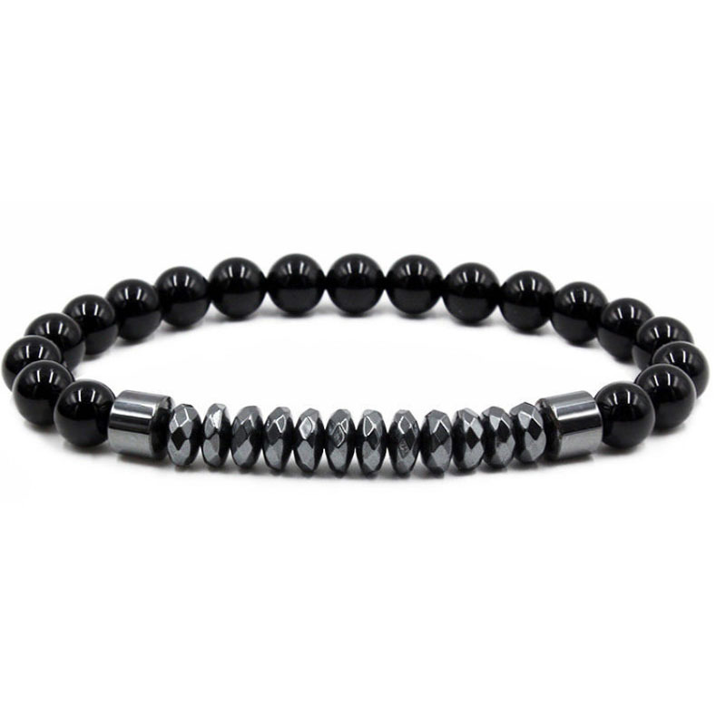 Fashion 8mm Hematite and Lava Rock with Matte Agate Beaded Bracelet Elastic Tiger Eye Yoga Jewelry