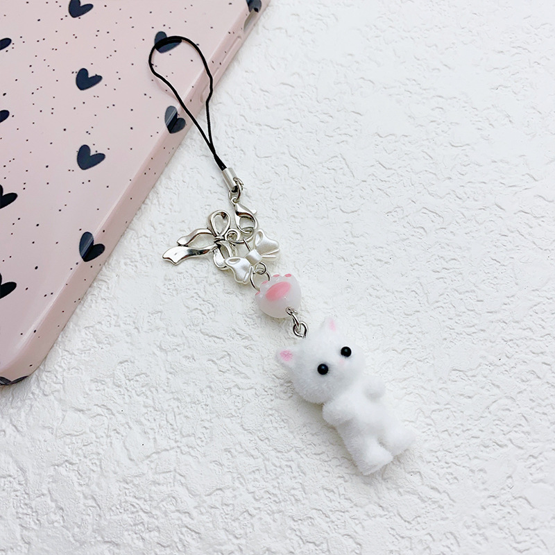 Star, Cat Pattern Cute Star Cat Beaded Alloy Flocking Bag Pendant Keychain