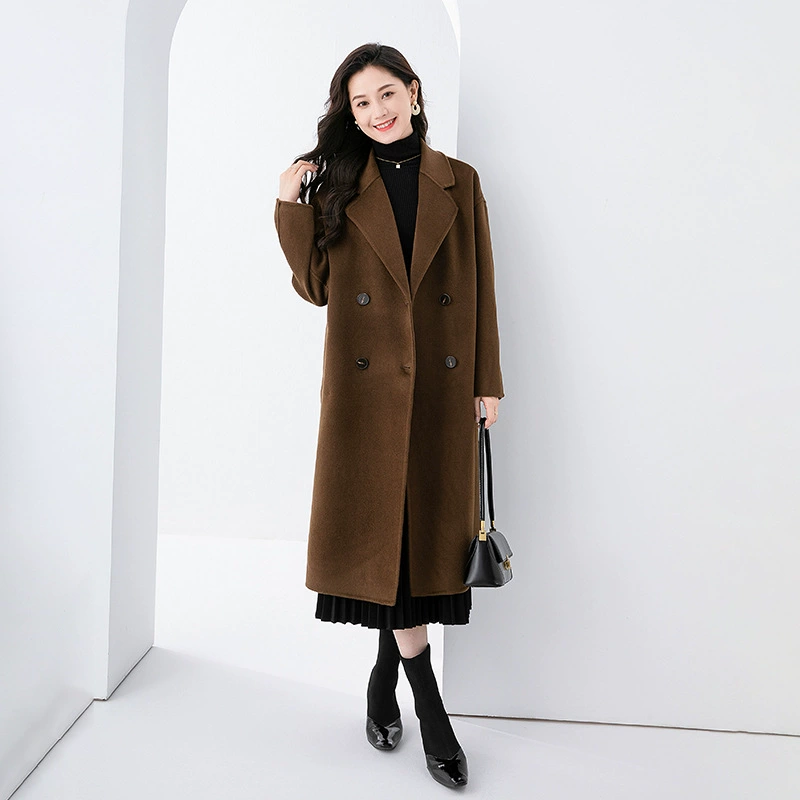 Демисезонное двустороннее шерстяное пальто, oversize, корейский стиль