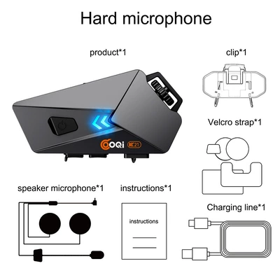 K21 Motorcycle Helmet Bluetooth Headset Noise-Cancelling Headphones with FM Function, Long Battery Life, for Full-Face and Half-Face Motorcycle Helmets (Motorcycle Helmet Headset) - hard-label-set