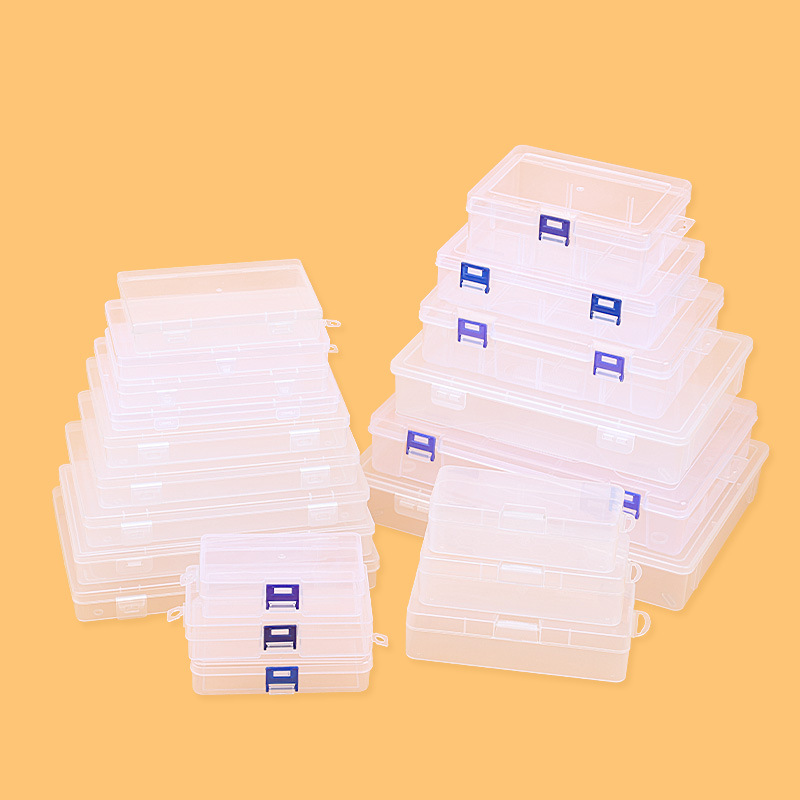 PP透明长方形带盖文具扣盒饰品零件收纳盒 塑料盒 包装盒胶盒子