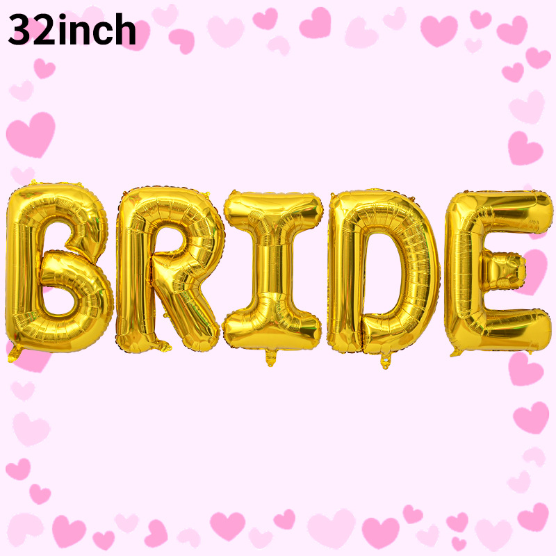 Globos de letras de aluminio para novias, superventas transfronterizos, en dorado, plateado y oro rosa con la inscripción BRIDE, para decoraciones de bodas y despedidas de soltera. image 10