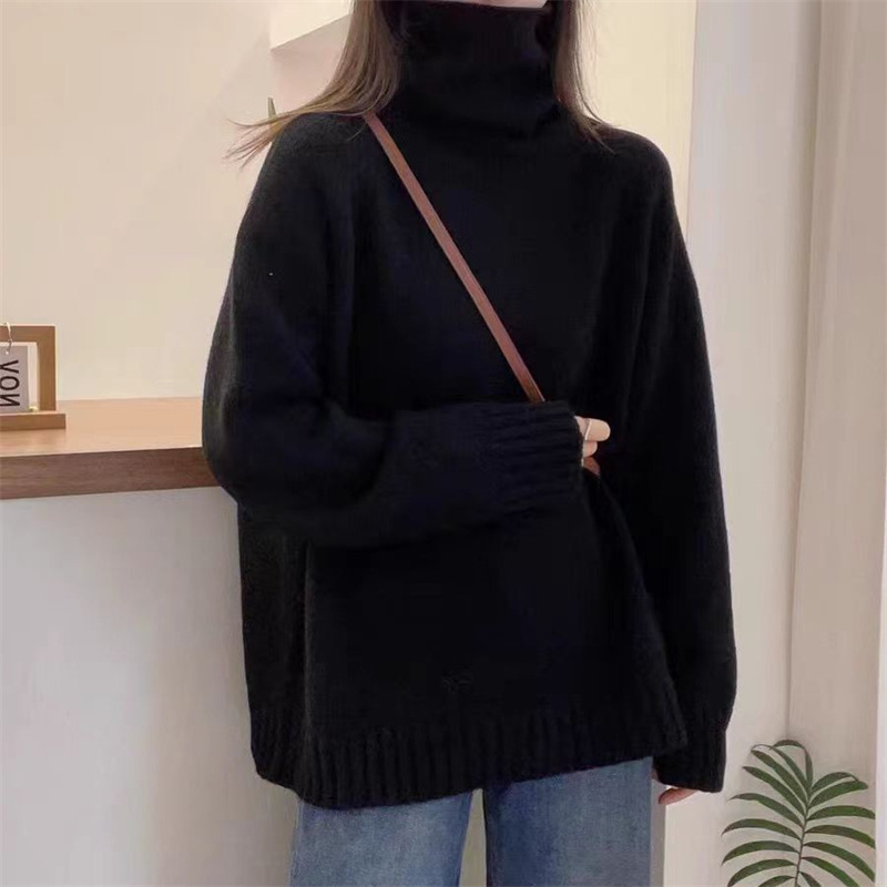 高领毛衣女秋冬2025新款宽松慵懒风加厚针织衫内搭针织打底衫上衣|undefined