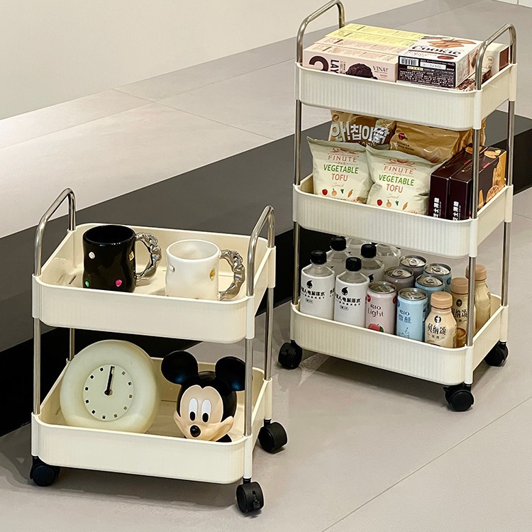 Estante de snack de gran capacidad multifuncional carro pequeño estante de escritorio de piso estante de libro cabecera cama estante de almacenamiento de baño móvil