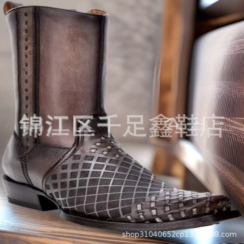 Wish внешняя торговля новые мужские сапоги европейские и американские модные сшивания