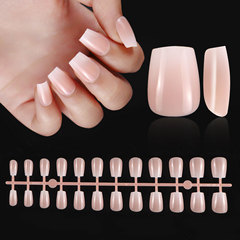 甜美溫柔淡粉漸變歐方形穿戴甲簡約純欲歐美ins風假指甲成品批發