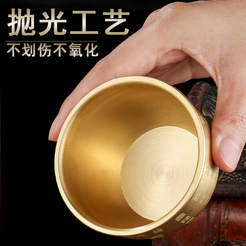 Brass Baifu cylinder, small copper cylinder, home furnishings, handicrafts, finely carved 