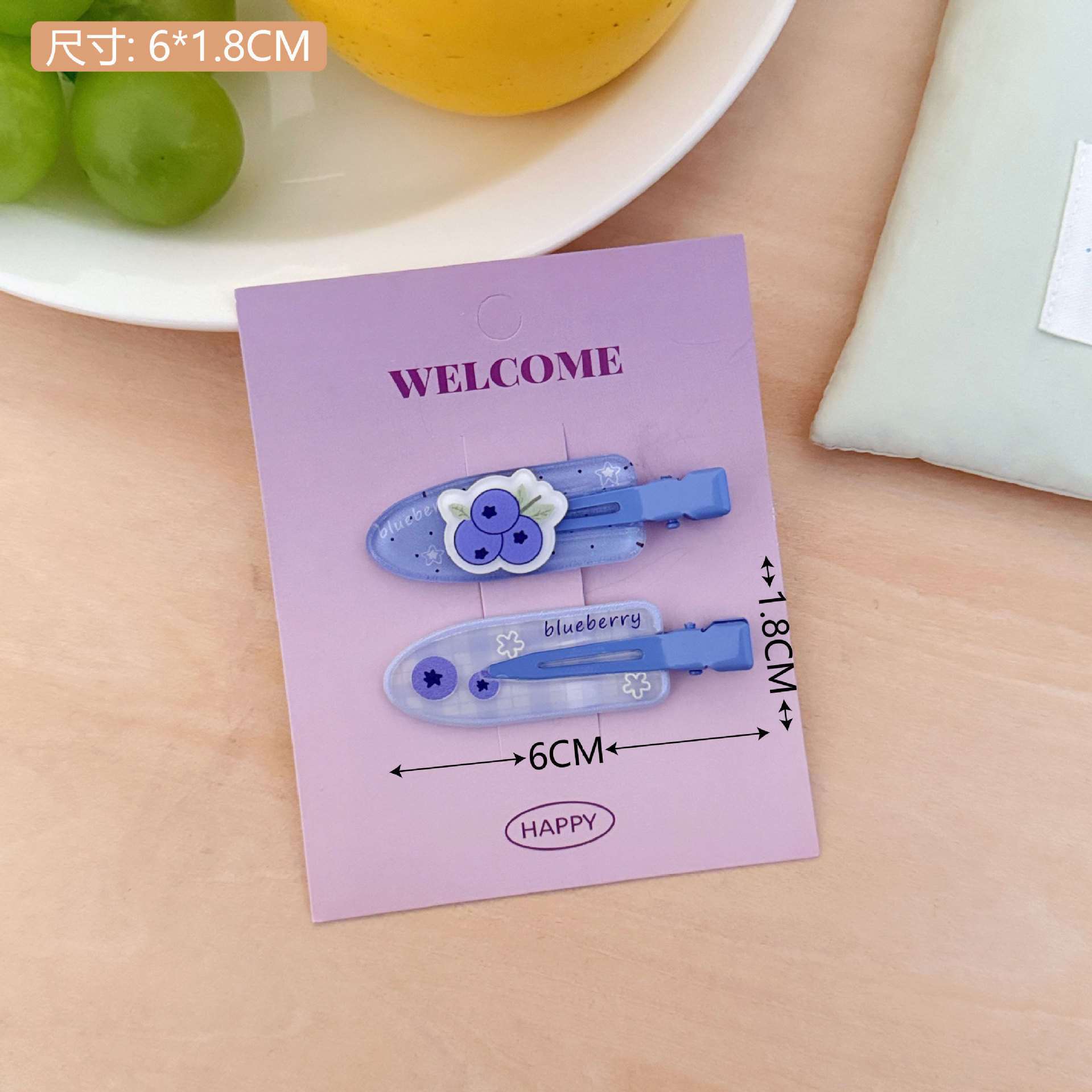 2 paquetes de jugos de moda creativos, pinza para el cabello sin costuras, accesorios para el cabello, pinza para el flequillo lateral de la niña de la fruta, pinza para el cabello rota, tocado