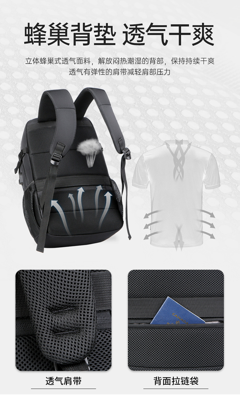 Student schoolbags, usb large-capacity backpacks, men's multi-pocket laptop bags, business commuting travel backpacks undefined