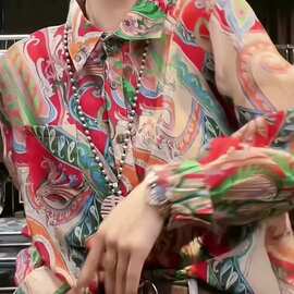 春秋港风复古轻熟风宽松长袖衬衫女气质时尚百搭小众别致显瘦衬衣