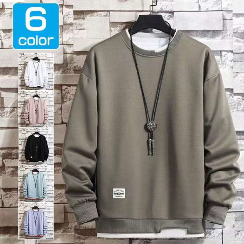 Amazon Sweatshirt for Men 2026 Spring and Autumn Men's Sweatshirt Street Fashion Double-Layer Round Neck Stylish Fake Two-Piece Long-Sleeve Men's Top Amazon Sweatshirt for Men 2026 Spring and Autumn Men's Sweatshirt Street Fashion Double-Layer Round Neck Stylish Fake Two-Piece Long-Sleeve Men's Top