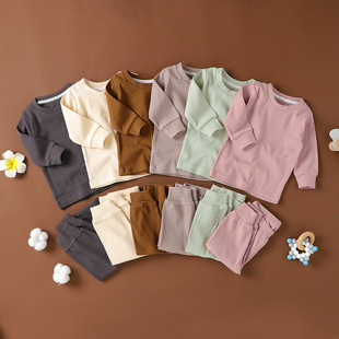 Foreign Trade Children's Knitwear Baby Bottoming Clothes Baby's Autumn Clothes and Trousers Children's Home Clothes suit Spring and Autumn Children's Home Clothes