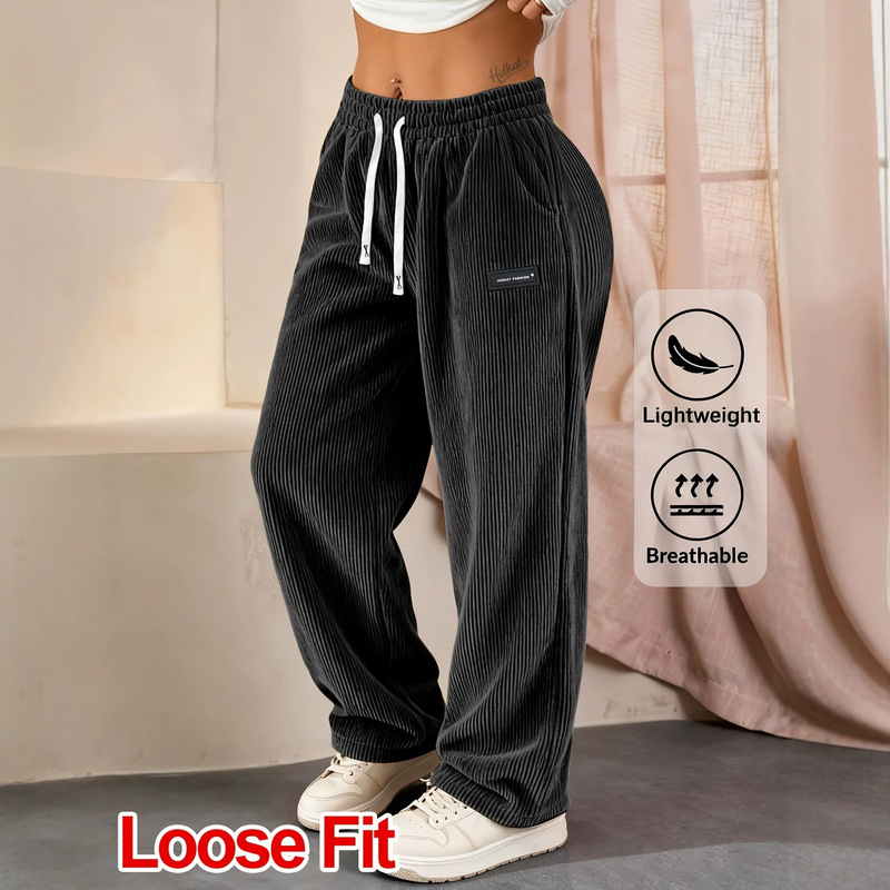 Cross-border European size women's solid color corduroy pants, spring and autumn fashion casual pants suitable for outdoor commuting and daily wear Cross-border European size women's solid color corduroy pants, spring and autumn fashion casual pants suitable for outdoor commuting and daily wear