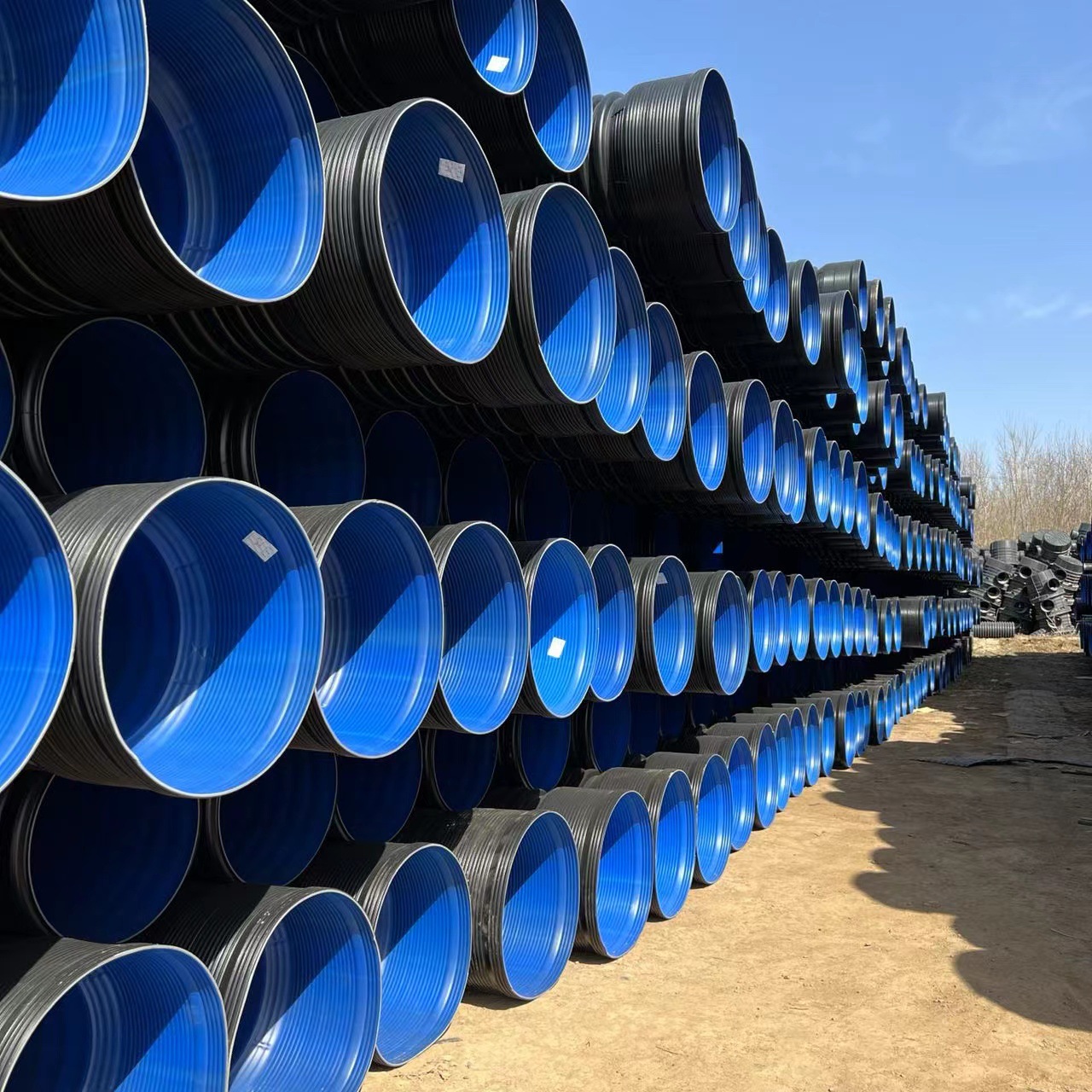 hdpe双壁波纹管黑色聚乙烯dn400PE大口径排污管市政工程污水管道