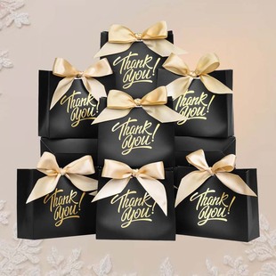 Cross-Border Popular Black Small Packaging Ribbon Wedding Candy Carton Wedding Candy Gift Bag Accompanying Gift Box Gift Box