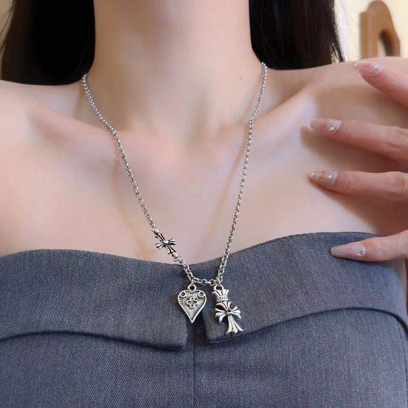 Tide Cool Hot Girl Crowe Cross Necklace Women's Internet Popular European and American Style Long Cross Double Pendant Retro Sweater Chain Trendy Tide Cool Hot Girl Crowe Cross Necklace Women's Internet Popular European and American Style Long Cross Double Pendant Retro Sweater Chain Trendy