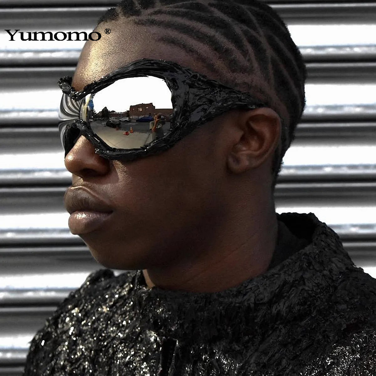 Yumomo Avant-garde Avant-garde Temperament Sunglasses Personalized DIY Hand-made Drop Glue Color Mercury Mirror