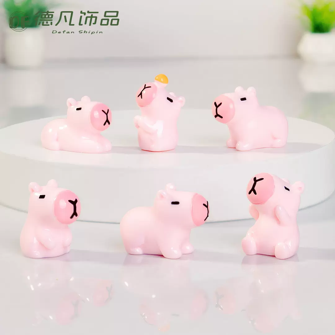跨境新款卡皮巴拉洗澡粉色款 diy树脂工艺品配饰小摆件桌面装饰品