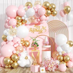 121PCSピンクとゴールドのバルーンアーチセット女の子诞生日baby shower结婚式パーティー装饰