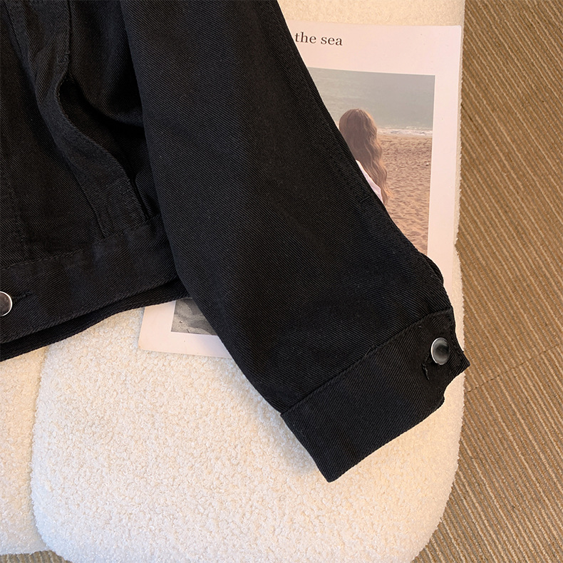 Giacca in denim vintage da donna – Cappotto cardigan monopetto classico indaco e nero (S-2XL)_voghion.com