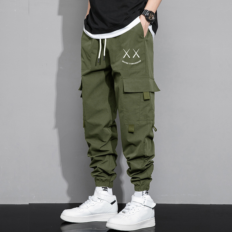 Men's Baggy Graphic Print Flap Pocket Drawstring Cargo Pants Regular Fit Casual Tactical Military Trousers Street Trendy Trousers for Men_voghion.com