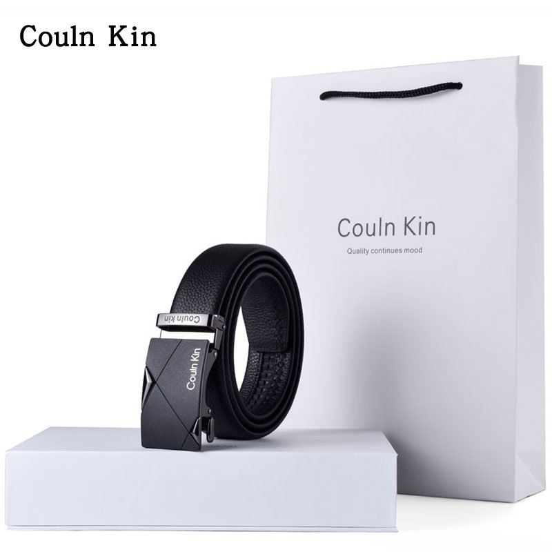 Couln Kin男士真皮头层牛皮自动扣腰带时尚休闲双扣组合品牌皮带