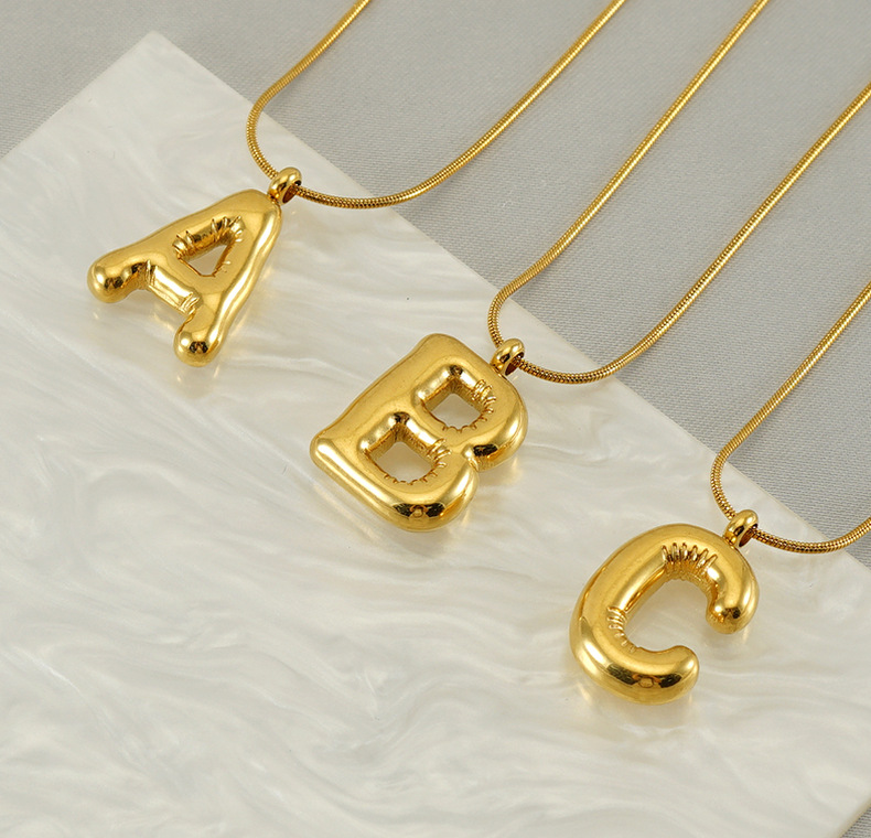 304 Stainless Steel Chain Material snake chain Chain Type Titanium Steel Hip-Hop Letter Plating Pendant Necklace