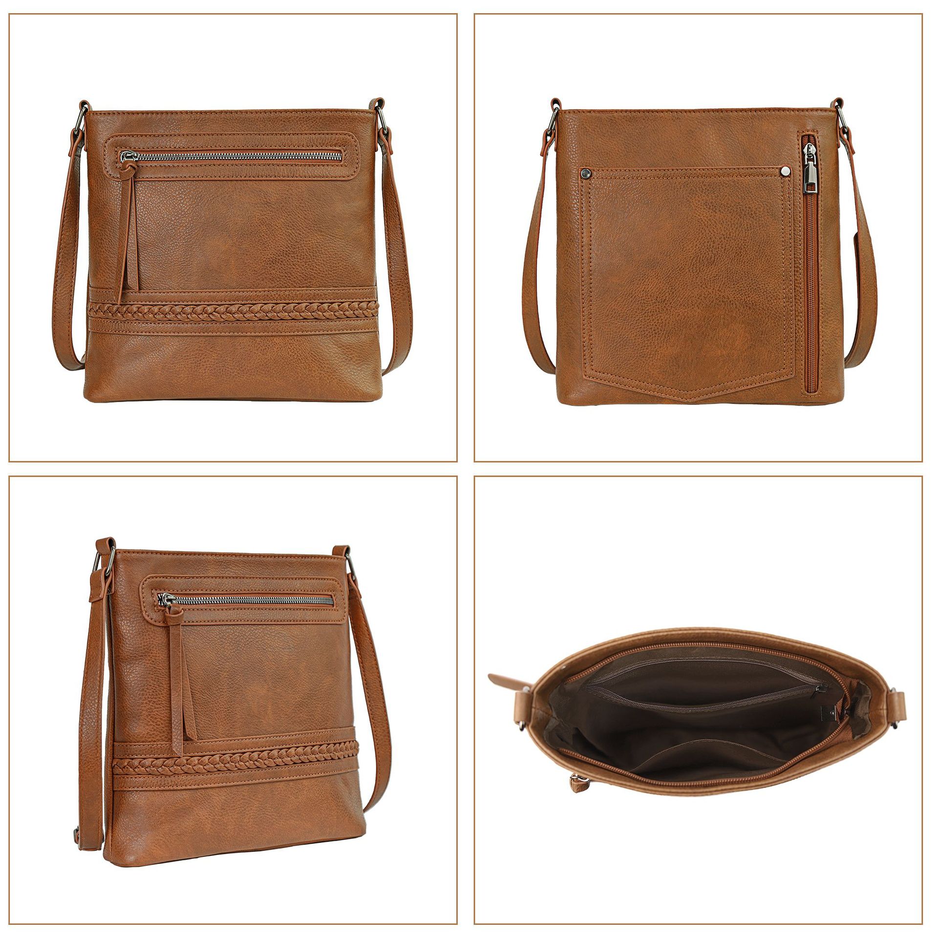 Casual, Daily Occasion Women's Pu Leather Solid Color Basic Vintage Style Square Zipper Shoulder Bag