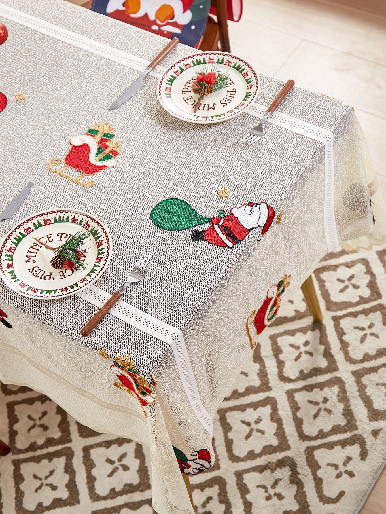 Natale Babbo Natale festa tavolo da tè tovaglia decorazione Natale tovaglia stampata atmosfera tovaglia transfrontaliera festa_voghion.com