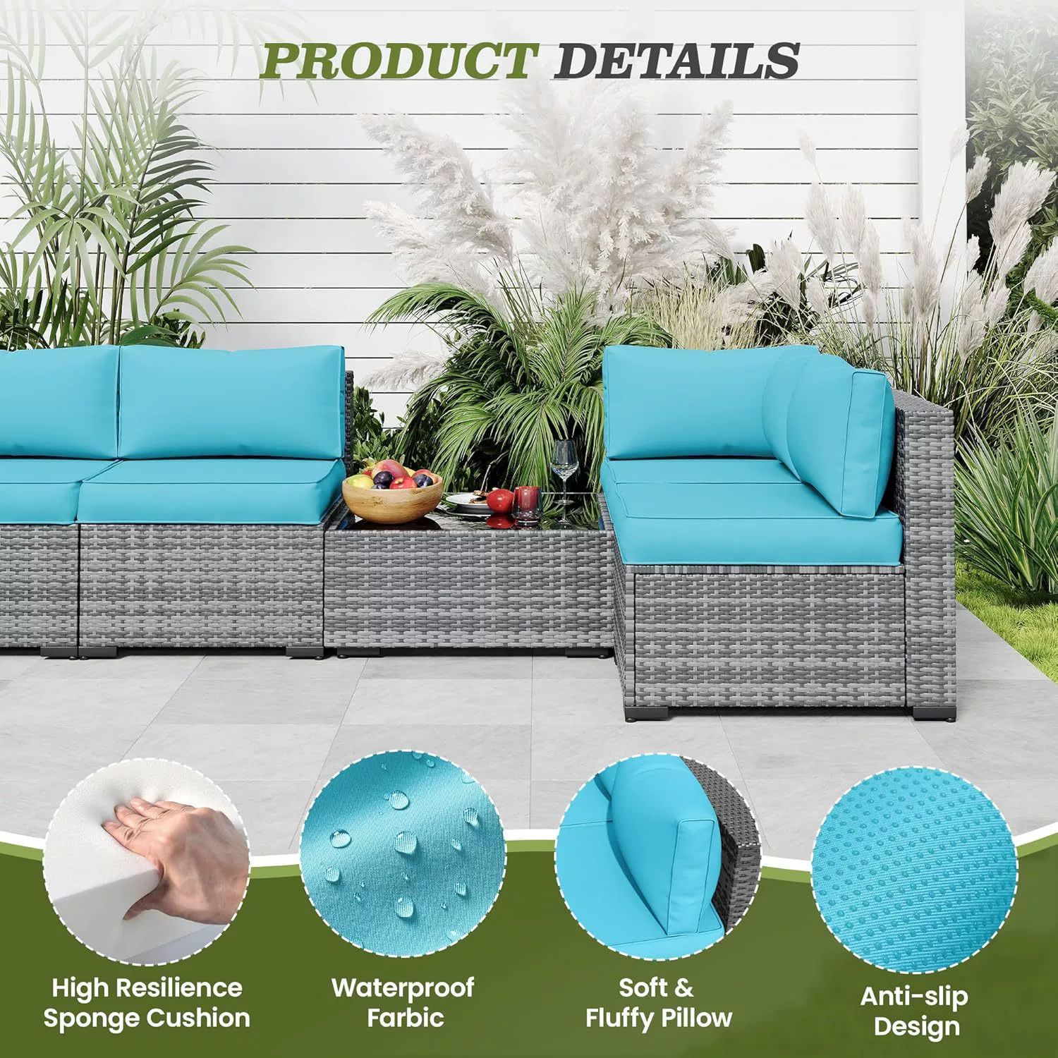 Juego de 14 piezas al aire libre playa cojín de ocio funda de tela impermeable protector solar de alta solidez del color cremallera extraíble y lavable engrosado Oxford