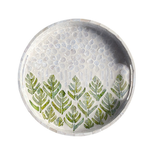 Wholesale high-end light luxury shell inlaid round home bedroom living room cake coffee restaurant storage tray