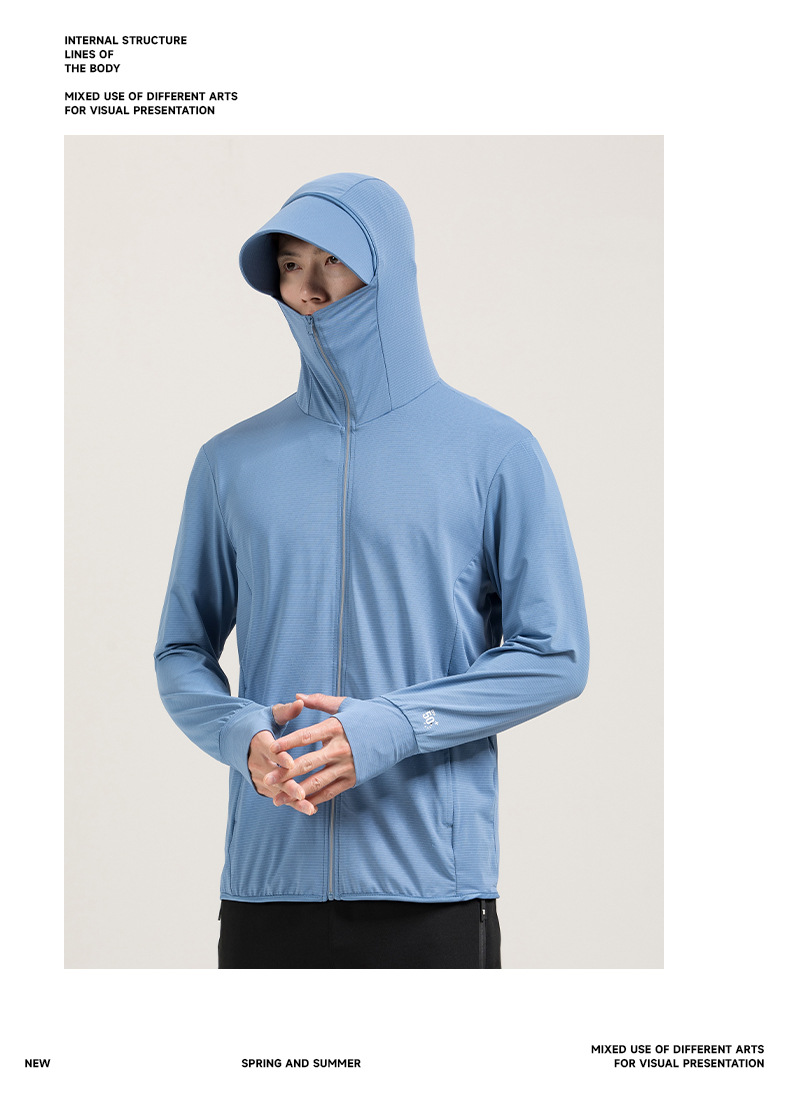 【中国直邮】奢笛熊 夏季原纱防紫外线户外骑行开车冰丝质感外套防晒服防晒衣   女款 远峰蓝 M