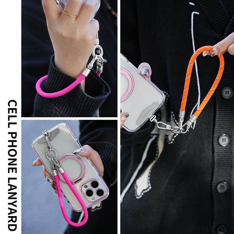 携帯電話ストラップ卸売 6MM 頑丈な手首編み紐 携帯電話ケース吊り下げ紐 汎用紛失防止携帯電話ストラップ シルバー|undefined