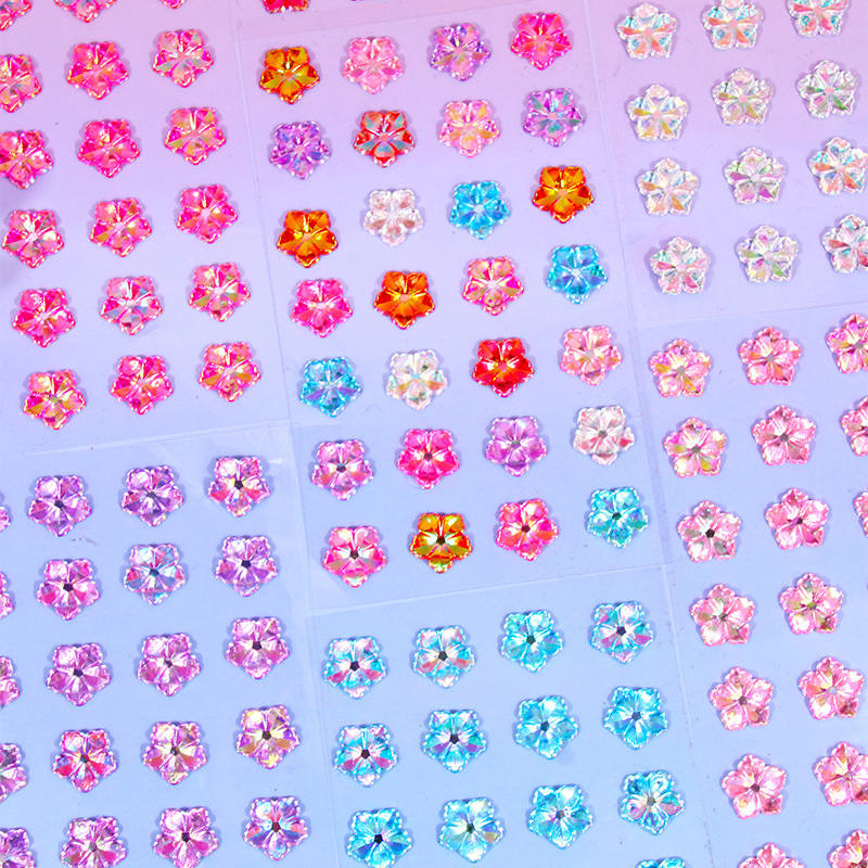 シンフォニーカラーシェルダイヤモンドガール宝石ステッカー子供服クリスタル携帯電話光沢のある花ステッカー装飾女の子|undefined