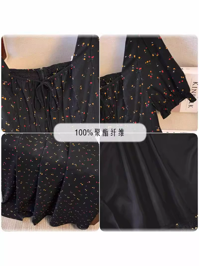 Retro Summer Dress Transformer, Plus Size, Square Neck, Floral Watermark Chiffon