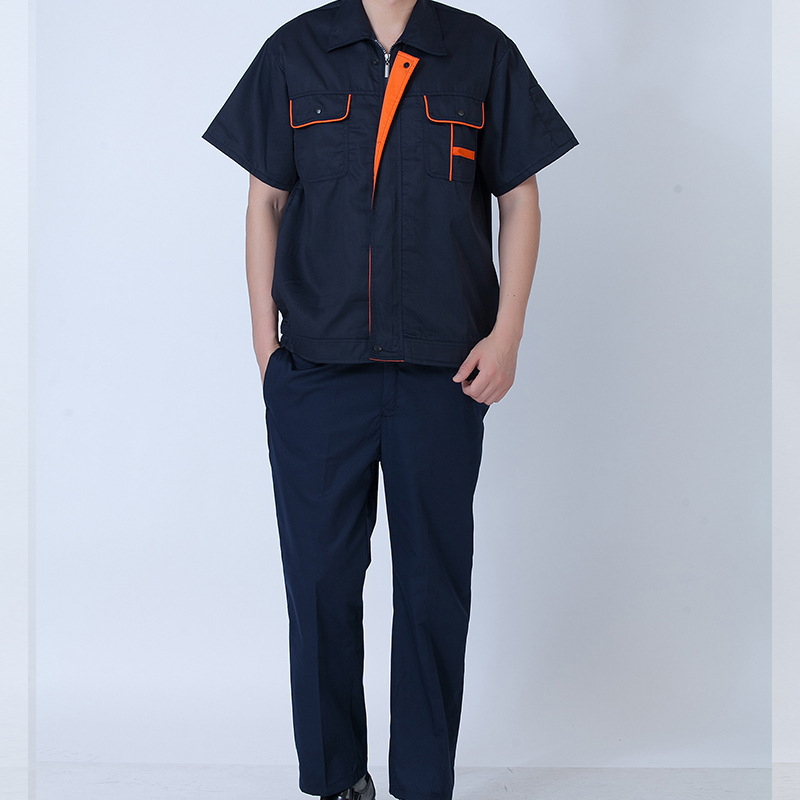 プリント刺繍入り作業服スーツ、カスタム長袖メンズ半袖作業服、夏用薄手労働保護服、耐摩耗性と耐汚れ性|undefined