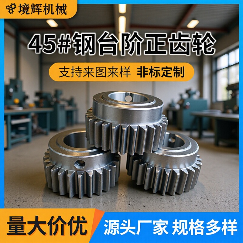 No. 45 Steel Boss Gear Cylindrical Step Spur Gear with Table Spur Gear Industrial Transmission Parts Step Gear