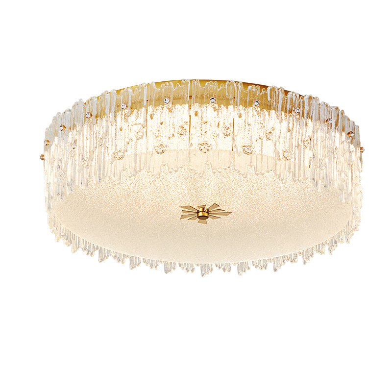 Luz de dormitorio simple y moderna crema viento nueva lámpara de sala de estar cristal lujosa habitación francesa lámpara de techo doméstica 413L
