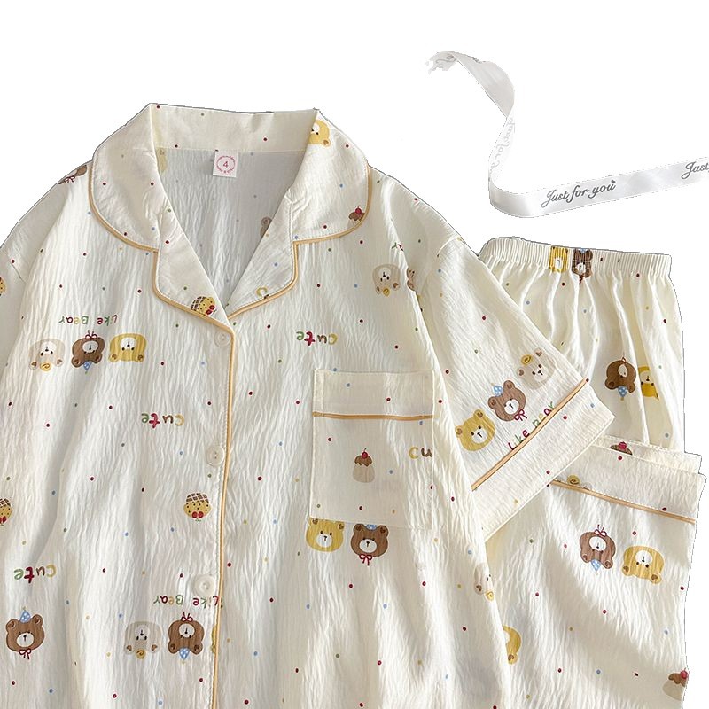 120G nubes de algodón pijama ropa para el hogar manga corta pantalones largos set TK pedidos de comercio exterior transfronterizo comercio exterior del sudeste asiático