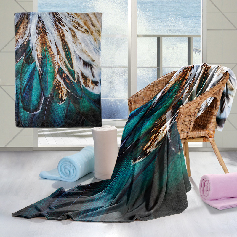 亚马逊热销动物羽毛午睡办公室礼品沙发保暖床单空调法兰绒毛毯