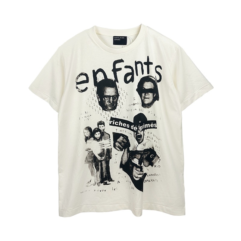 6005 Beige graphic cotton T-shirt