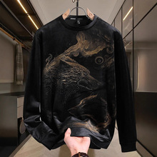 金丝绒打底衫男士t恤长袖秋冬季新款打底体恤衫男秋衣潮流高级感