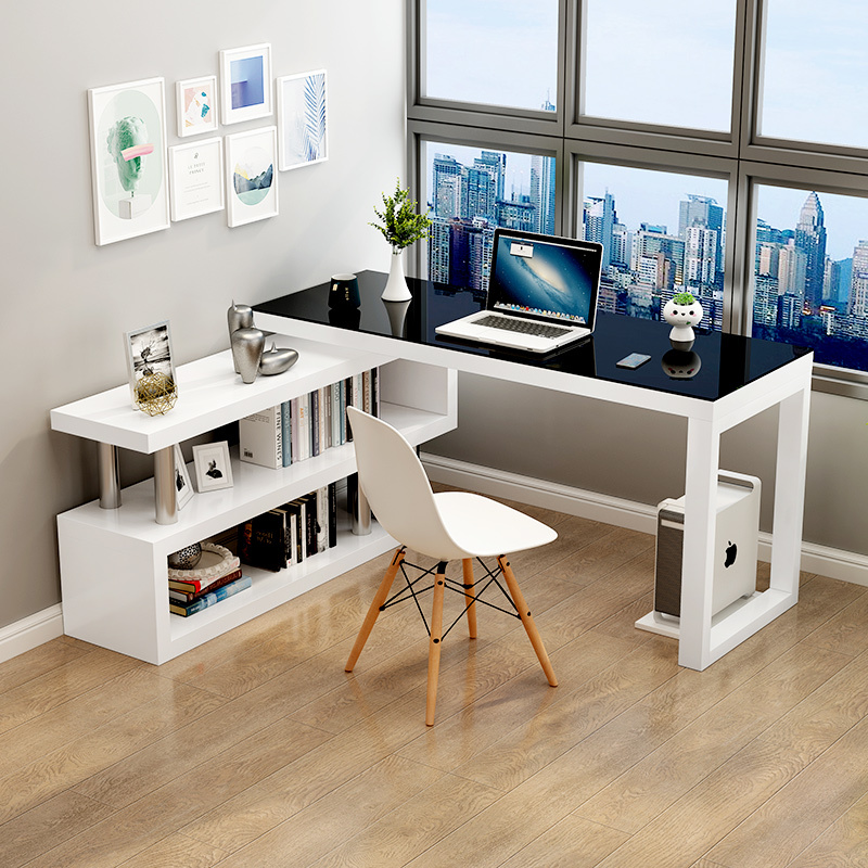 L7 Corner Desk Bookshelf Integrated Table Bookcase Computer Desktop Table Writing Home Corner Computer Table Simple Bedroom