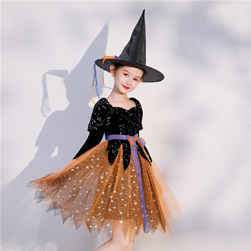 Halloween Girl Dress Stage Performance Costume Witch Dress Cosplay Makeup Witch Princess Dress