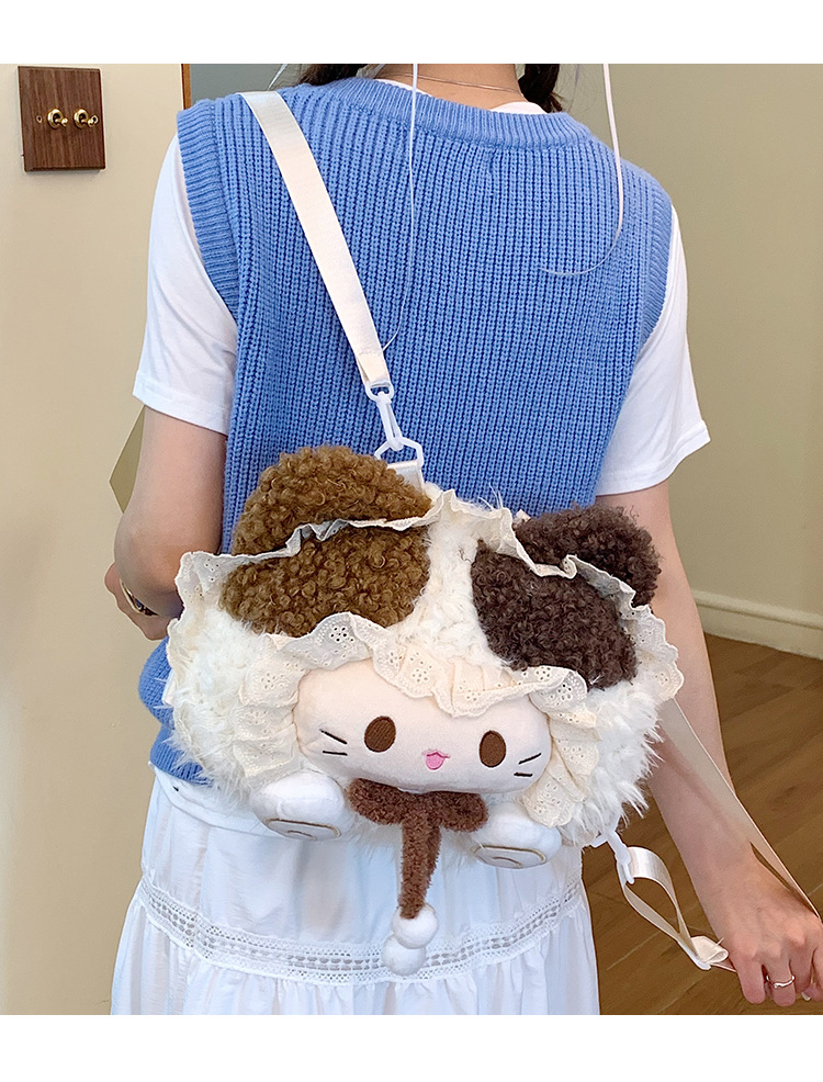 2026 Frühjahrskollektion modischer minimalistischer Trend-Freizeitrucksack mit cartoon-Plüsch süßem Rucksack für Damen