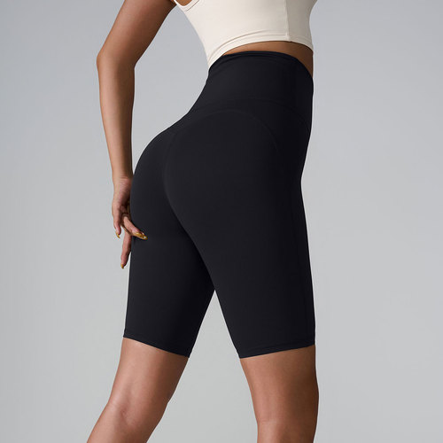 Amazon Cross-border Spring and Summer Yoga Pants Seamless Bare Skin Style Quarter Shorts with Pockets Tight Sports Shorts