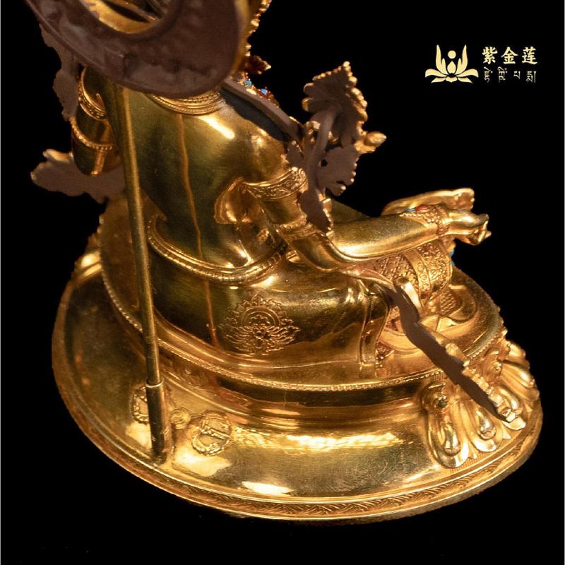 紫金莲 藏传密宗尼泊尔金手工艺真金色二十一度母车载随身小佛像|undefined